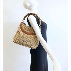 Authentic Gucci monogram bamboo handle bag